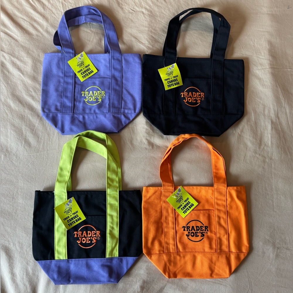 Trader Joe's Mini Trick-or-Treat Canvas Tote Bags (Set of 4)
